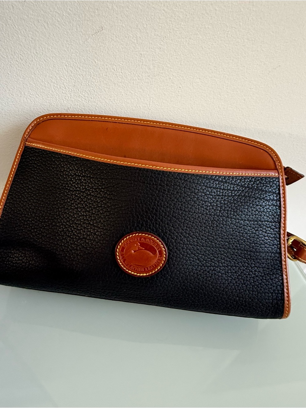 Dooney & Bourke Black Pebbled Crossbody with Brown Logo Patch - Picture 5 of 12